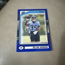 Dillon Johnson 2024 Panini Donruss Rated Rookie Blue Press Proof  Titans