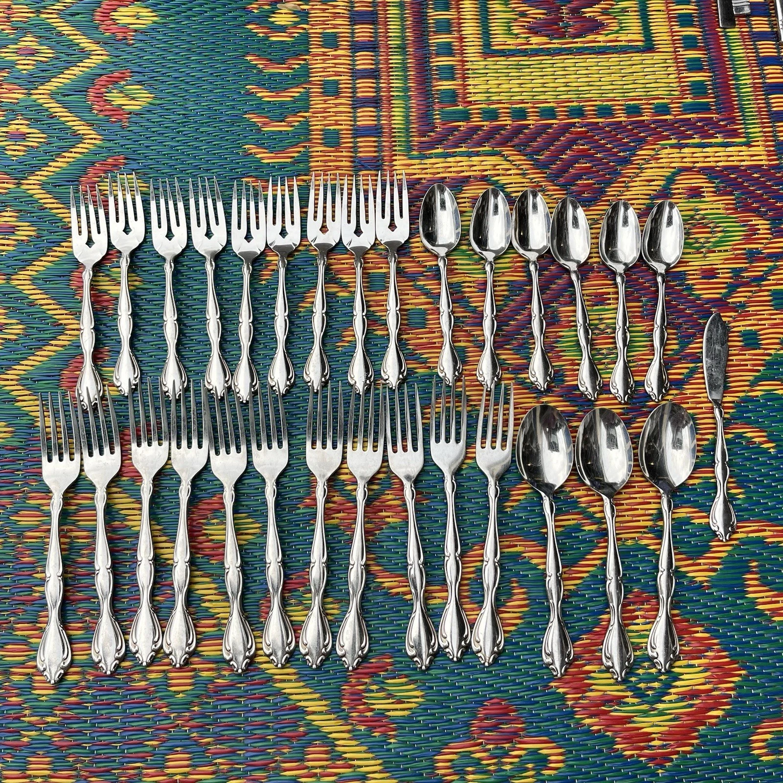 30 Pc Lot Oneida Community CANTATA Stainless Flatware Glossy Forks Spoons