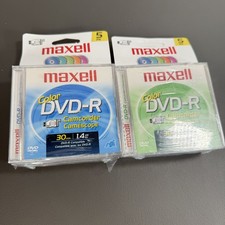 Maxell DVD-R Camcorder 30min 1.4GB Blank Discs 10 lot Color New 5 pack qty 2