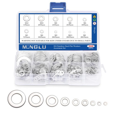 #ad Minglu Washers 900 Pcs Washers for Screws 304 Stainless Steel Flat Silver $21.83