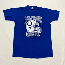 Vintage Logo 7 Baltimore Colts T Shirt Medium Blue Single Stitch Made in USA