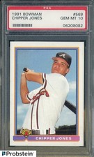 1991 Bowman #569 Chipper Jones Atlanta Braves RC Rookie HOF PSA 10 GEM MINT