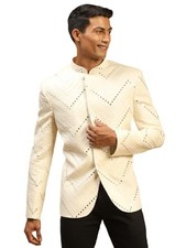 VASTRAMAY Mirror Work Embellished Viscose Jodhpuri Coat for Men  Stylish Eth...