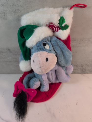 Vintage 2000 Disney Singing Eeyore Candy Cane Christmas Stocking Plush