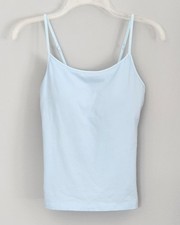 Cami Shelf Bra Cotton Tank Top Womens Small Base Layer Basic Soft Blue Preppy
