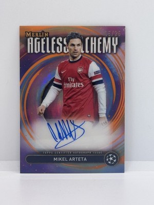Mikel Arteta Auto /25 2024-25 Topps Merlin UCC Ageless Alchemy Arsenal