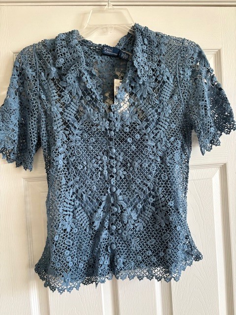 NWT Ralph Lauren Polo crochet top blouse shirt thumbnail 6