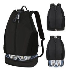 Gym Drawstring Backpack with Shoe Compartment Waterproof Sports Bag, Lightw...