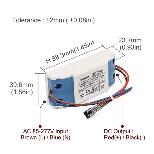 LED Driver 600Ma (Constant Current Output) 18V-34V (In: 100-240V AC-DC) (6-10)X3 - Picture 2 of 3