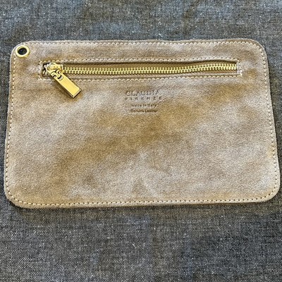 Claudia Firenze Italian Genuine Leather Sueded Zippered Bag Pouch Travel