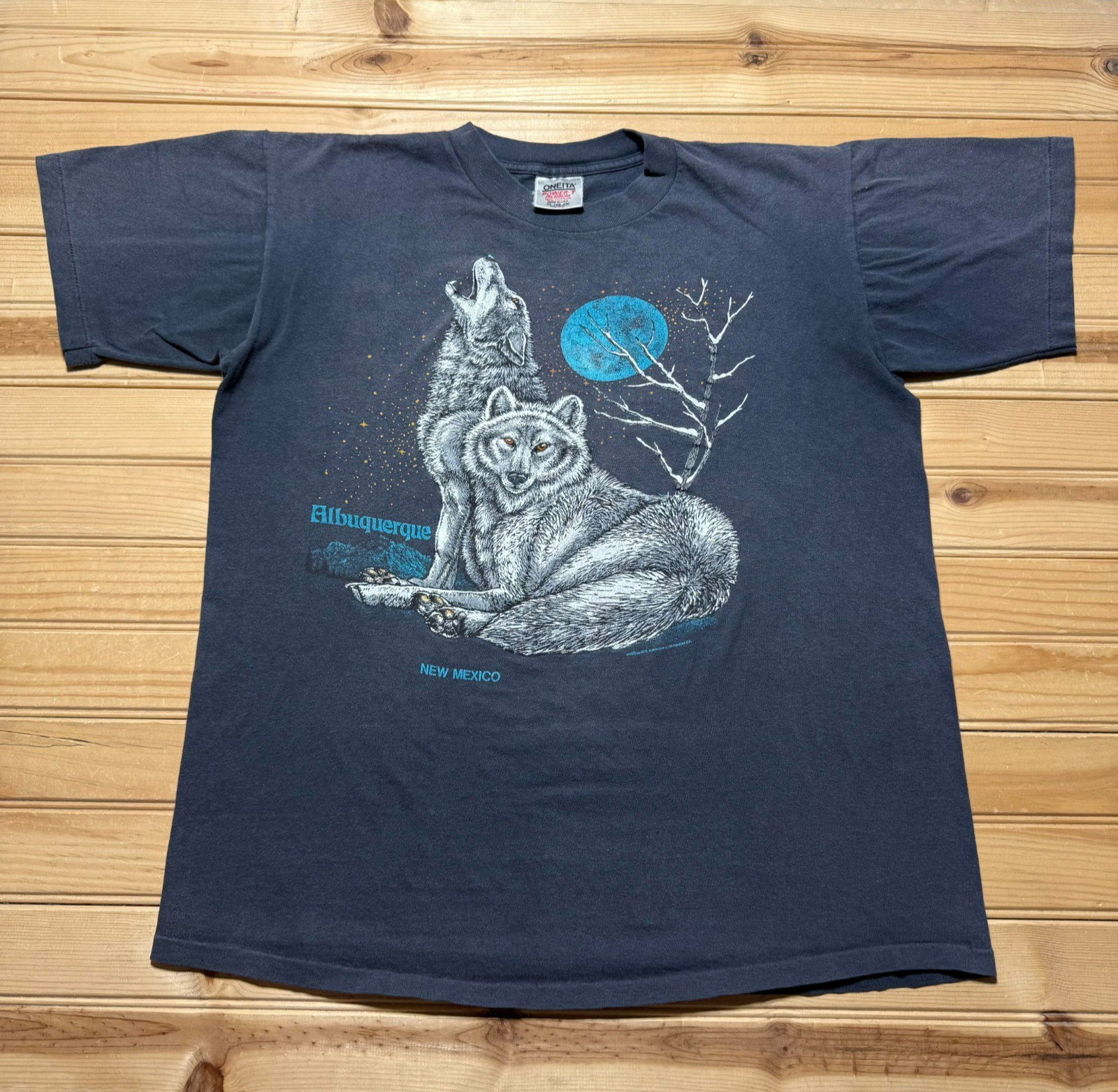 Vintage 80s 90s Albuquerque New Mexico Wolves Nature Wildlife Souvenir Shirt XL