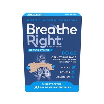Breathe Right Nasenstrips S/M Besser Atmen Beige 30 Stück Pflaster