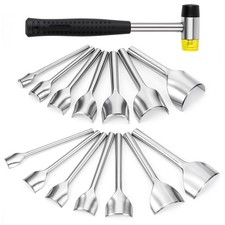 14 Sizes Leather Corner Punch Set, with Double Sided Hammer, Half-Round/Quart...