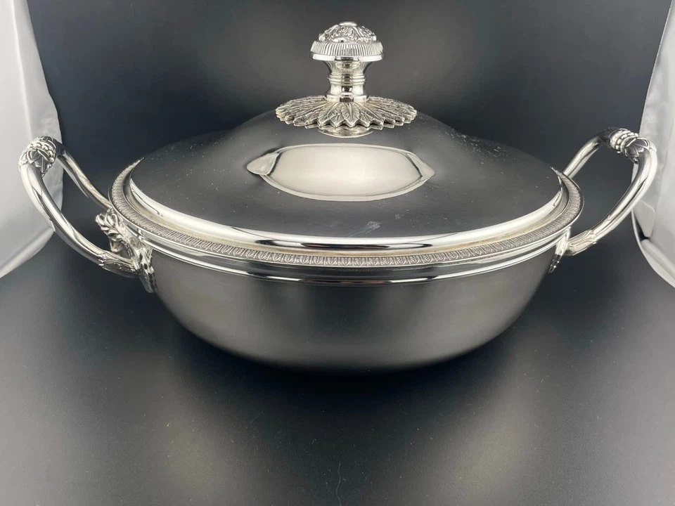 1950's Christofle Gallia Vegetable Dish Malmaison coll. Mascarons -Empire Style - Image 4 of 4