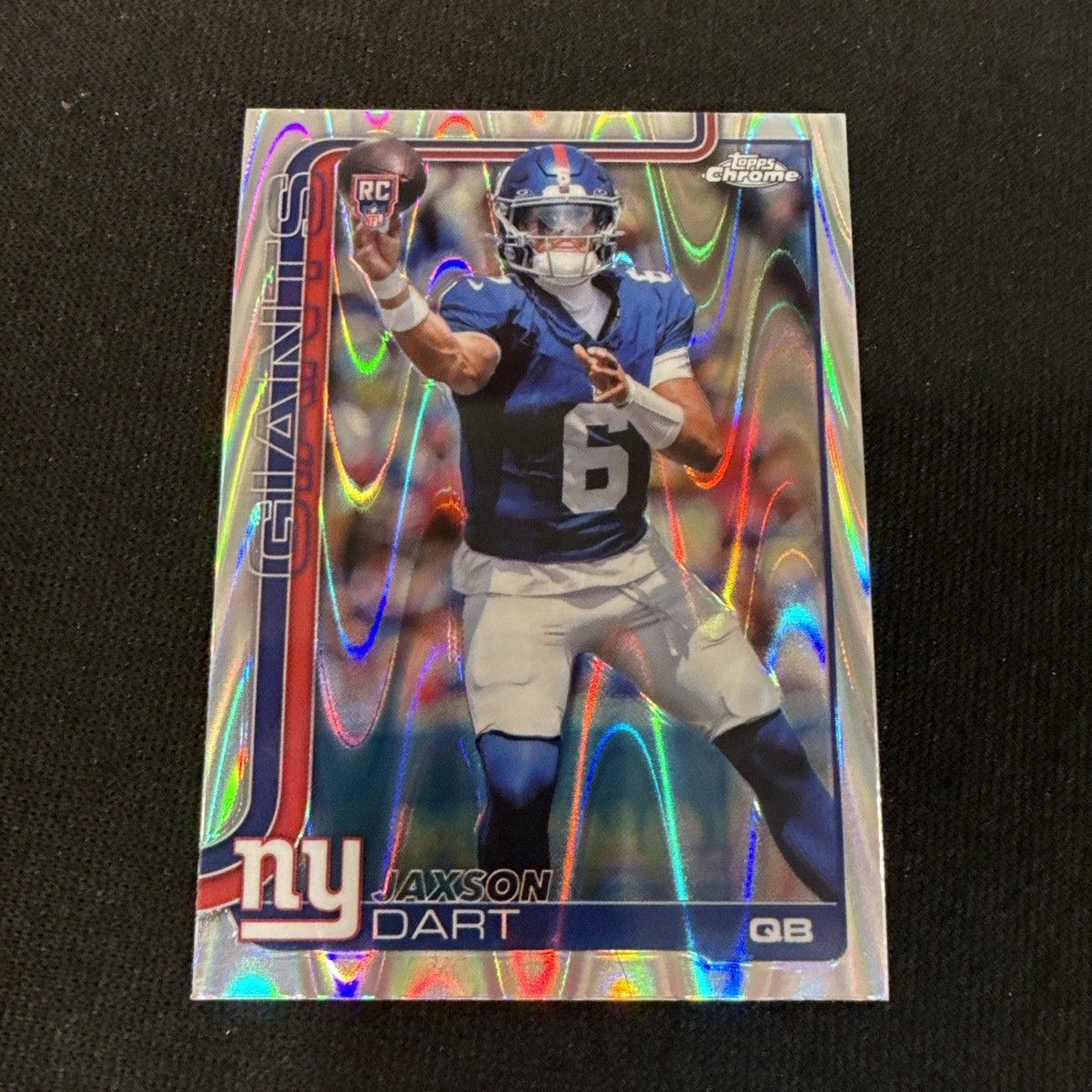 2025 Topps Chrome Football Jaxson Dart Ray Wave Refractor # 306
