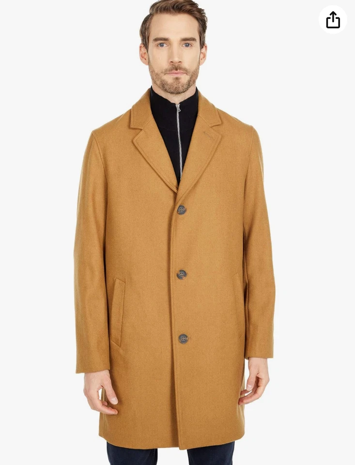 Cole Haan Signature Mens Wool Blend Melton Classic Topper Small Camel $325 MSRP - Image 3 of 4