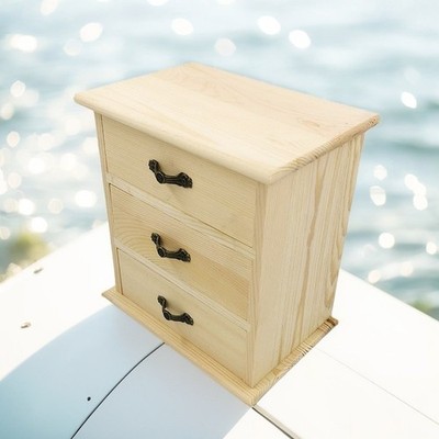 Holz Schmuckkästchen drei Schubladen Aufbewahrung für Schmuck Kiefer Basteln O