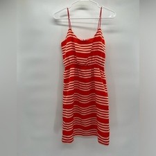 J. Crew orange white striped dress sleeveless size 2 spring 2013 blouson
