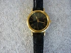 VINTAGE SEIKO QUARTZ WATCH WOMENS BLACK DIAL GOLD TONE NEW BATTERY