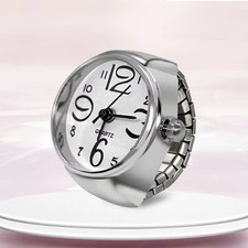 Unusual Unisex White Face and Silver Finger Ring Stretch Quartz Watch
