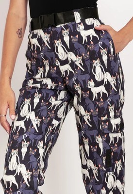 Black milk Clothing Luna Artemis Collage Cargo Pants Sz 10 Sailor Moon