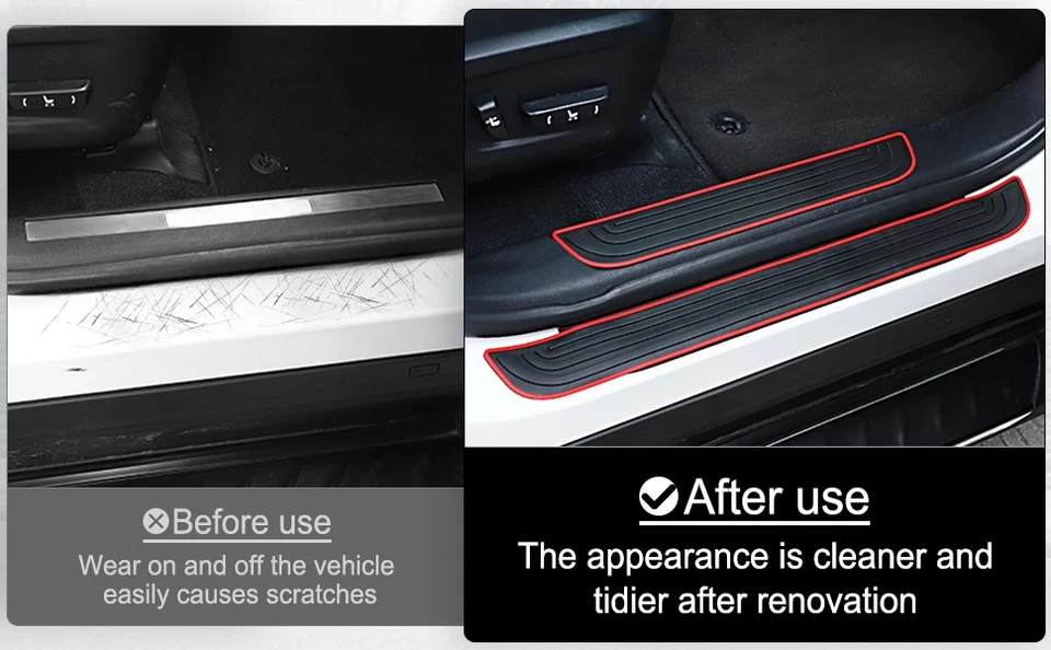 4x Rubber For Subaru Accessories Car SUV Door Scuff Sill Covers Step Protector - Image 2 of 4