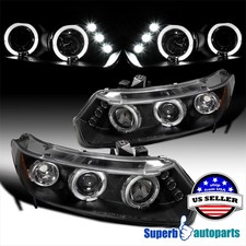 Fit 2006-2011 Civic 2dr Coupe Black Dual Halo Projector Headlights Led Light Bar Fit 2006-2011 Civic 2dr Coupe Black Dual Halo Projector Headlights Led Light Bar