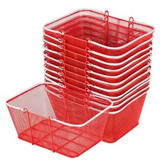 VEVOR Shopping Baskets, 12 PCS, 22L Stackable Metal Grocery Baskets with Handles