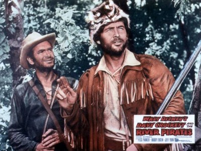 Davy Crockett And The River Pirates Lobby Card Buddy Ebsen Fes- 1956 Old Photo