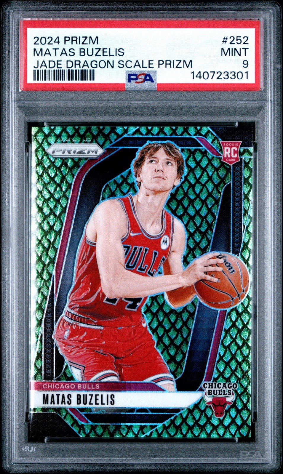 2024-25  Prizm Matas Buzelis #252 RC Rookie Jade Dragon Scale /48 PSA 9 SSP RARE