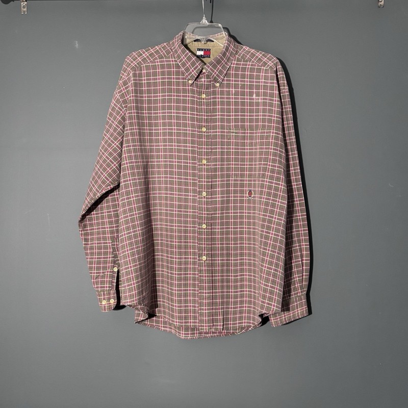 Tommy Hilfiger Plaid Multi-Colored Mens XL Long Sleeve Button Down Shirt