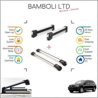Bamboli 29.5'' Skiträger & Silbernes Querträger-Set Für VW Touareg 02-09 4-tlg