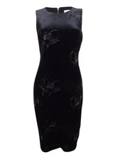 Calvin Klein Women's Embellished Burnout-Velvet Sheath Dress (2, Black)