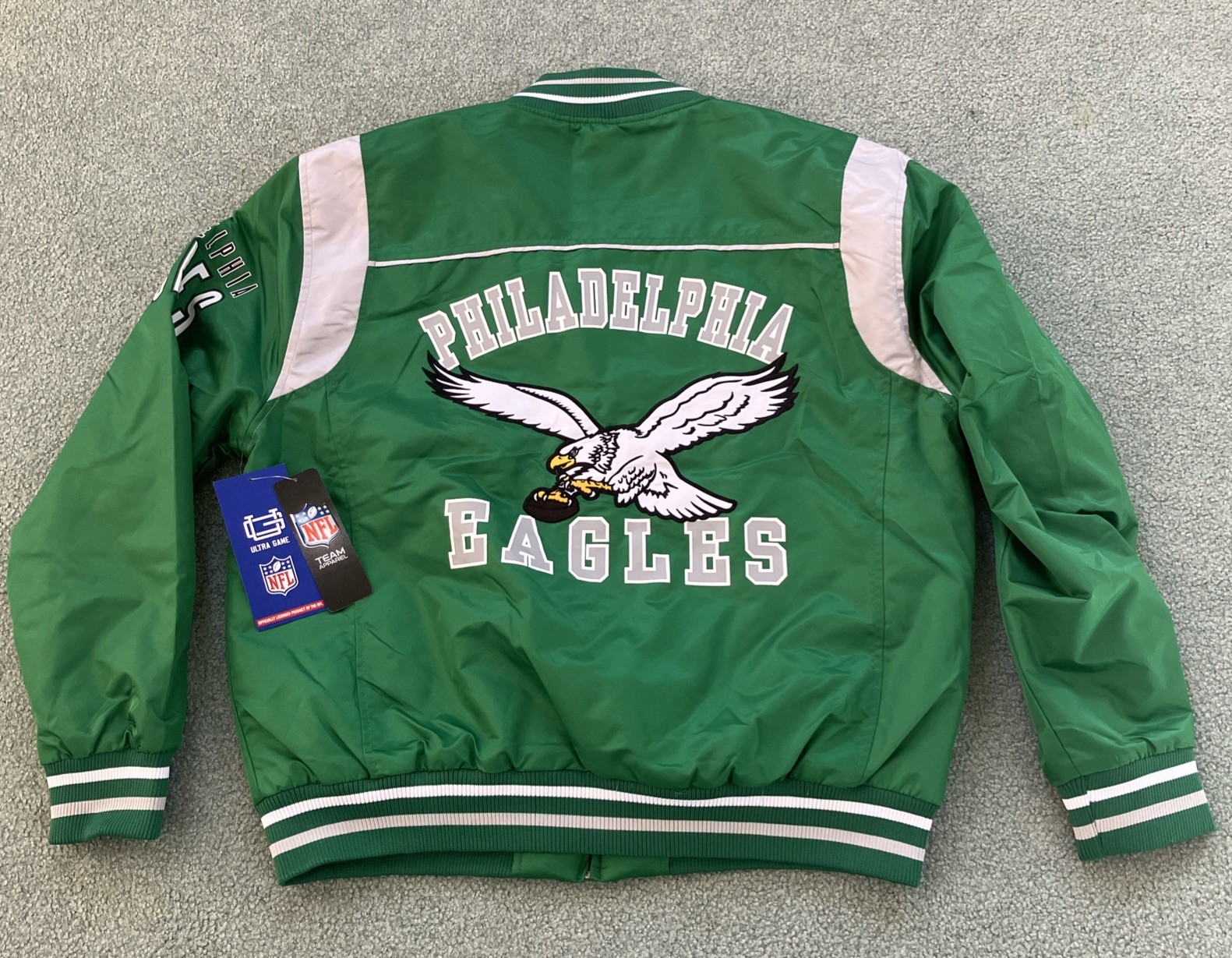NWT Men’s NFL Philadelphia Eagles Kelly Green Satin Jacket Size XL