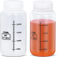 8.8oz/260ml Wide Mouth Plastic Bottles with Airtight Lids, Graduated Food Grade