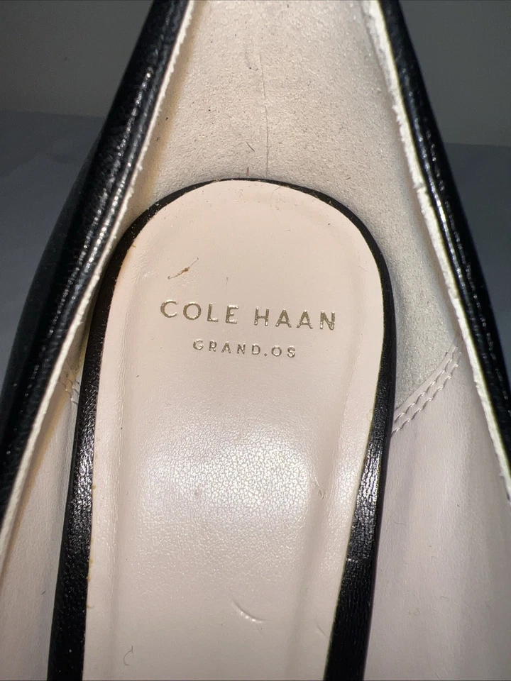 Zapatos de tacón de aguja Cole Haan Eliza Grand.OS de cuero liso con punta negra, 7B nuevos Foto 2 de 4