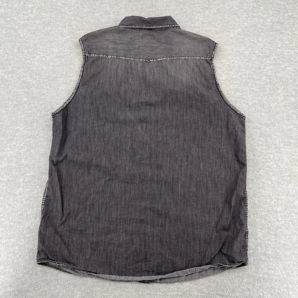 Y2K Helix Button Up Shirt Adult XL Extra Large Black Sleeveless Skate Grunge Vtg - Image 4 of 4