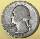 1936 silver Washington quarter