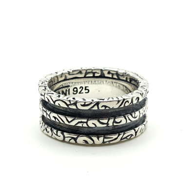 Versani Sterling Silver 925 Key Design Wide Band Ring Sz 10.5 Unisex