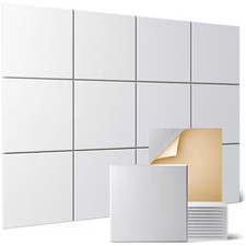 12 In. X 12 In. X 0.4 In. White Acoustic Wall Panels with Self-Adhesive 12-Pack