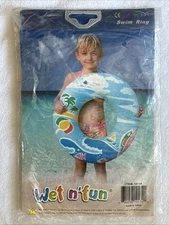Wet N’fun Inflatable Swim Ring Beach Theme 1990’s New Old Stock