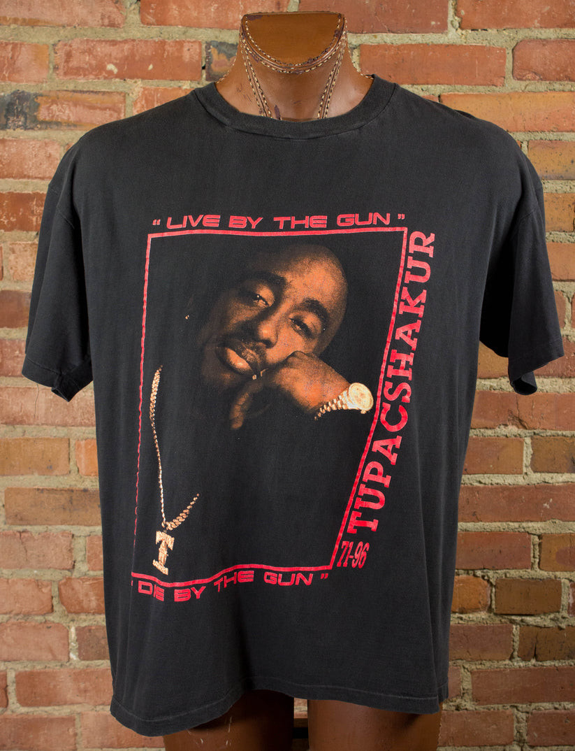 Tupac Shakur 2Pac 90s Live By The Gun Die By The Gun Bootleg Black Rap Tee Conce