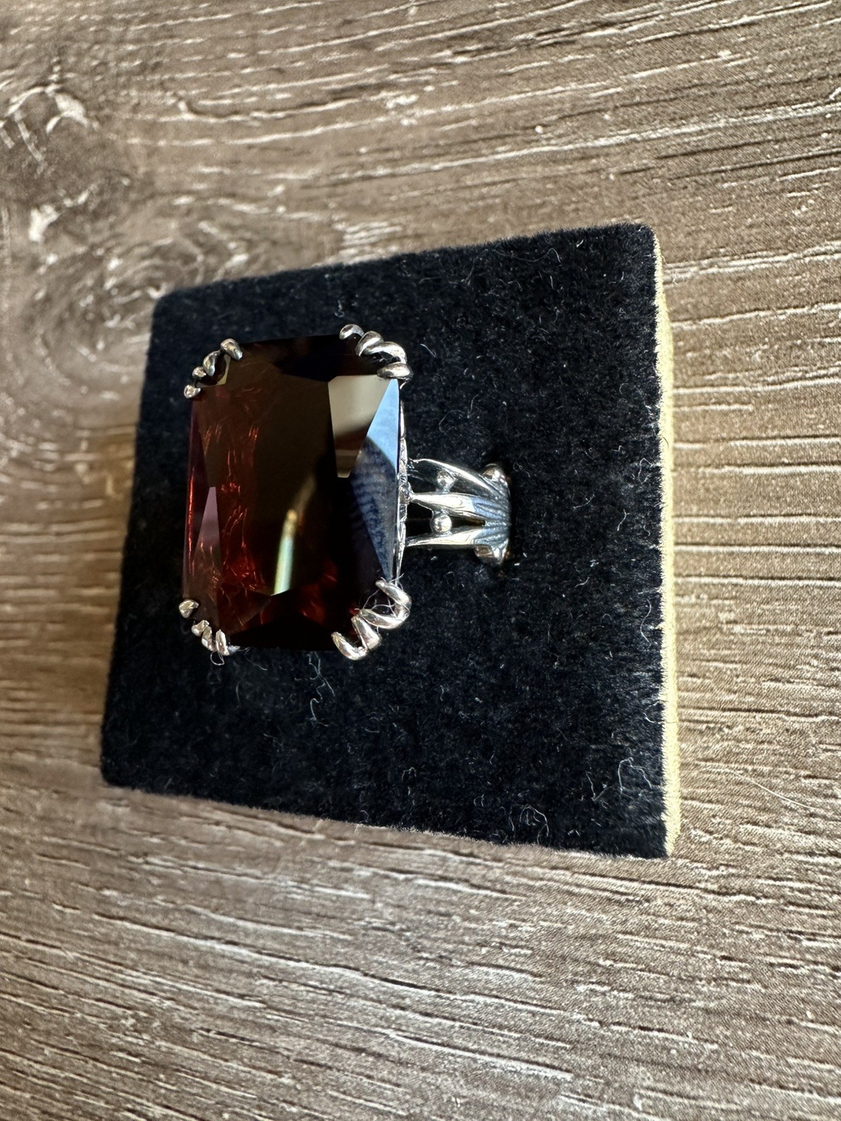 Simulated Red Ruby Garnet Ring Sterling Silver Fi… - image 4