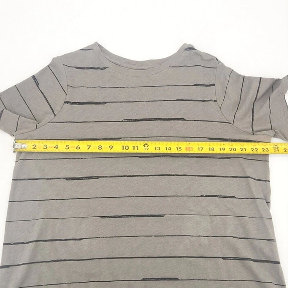 Camiseta Athleta Orgánica Diaria a Rayas Talla 1X Mujer Marrón Negro Cuello Redondo Foto 4 de 4