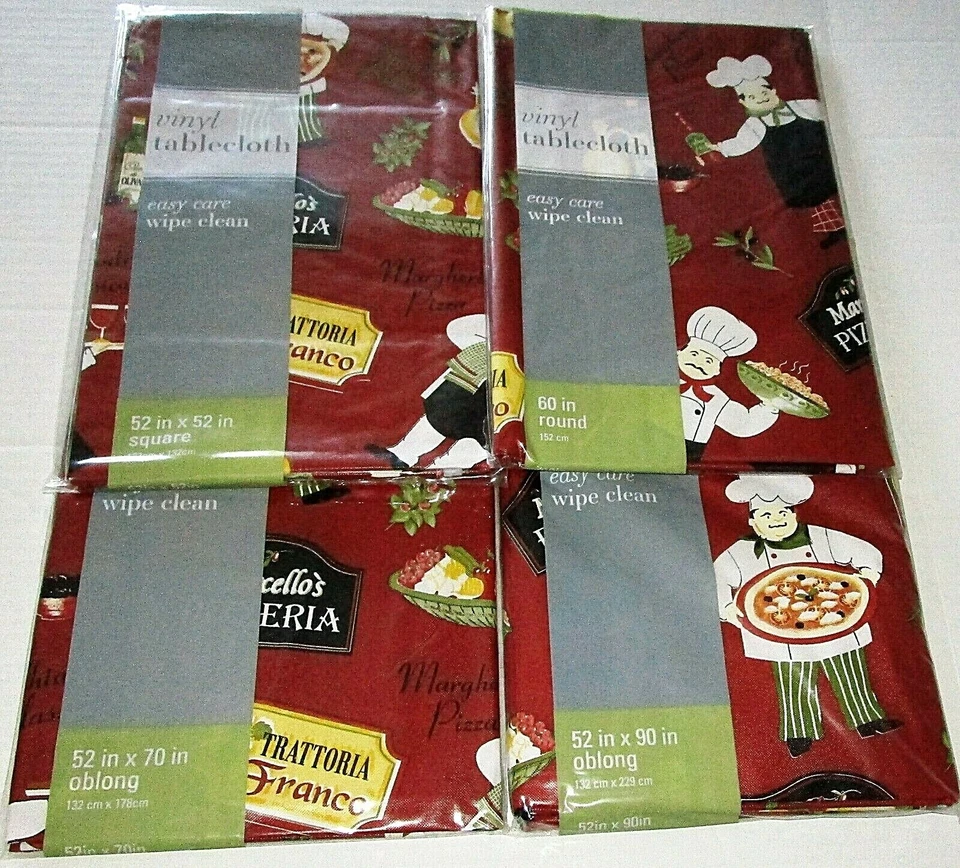 ELRENE HOME FASHIONS MARCELLO'S ITALIAN PIZZERIA/RISTORANTE Vinyl Tablecloth Assortment [Your Choice]