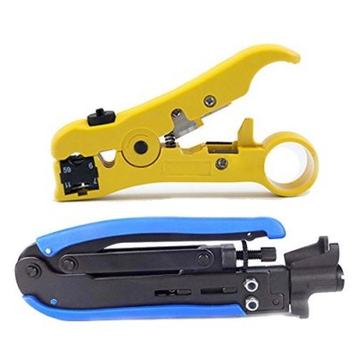 RG6,RG59,RG11 Coax Coaxial Cable Crimper Adjustable Stripper Compression Tools