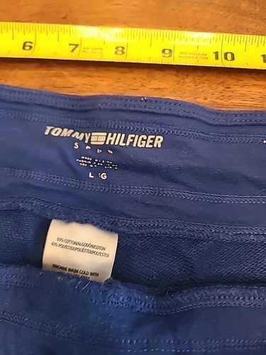 Tommy Hilfiger Sportshorts Schweißauszüge sportliche Fitness Manschetten grafisches Logo Frauen L - Bild 8 von 9