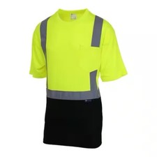 New Maximum Safety High Visibility Work Shirt Men Size Medium Reflective Yellow  
