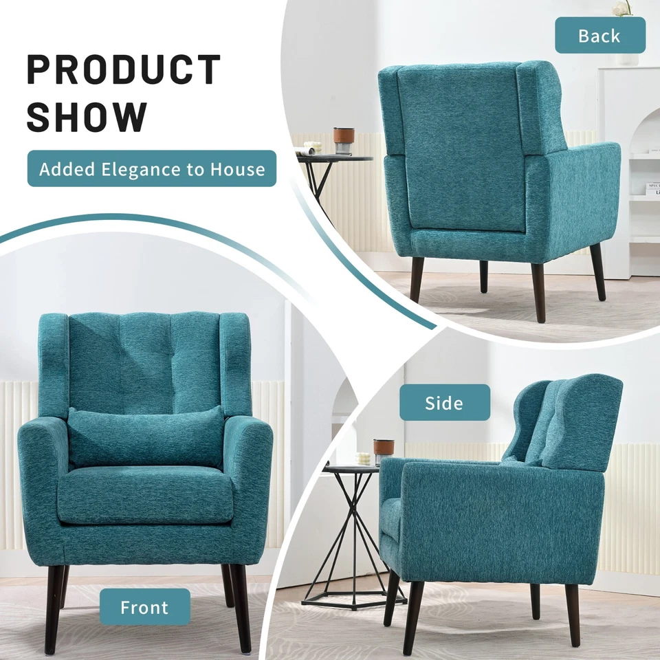 Современный акцент стул спальня кресло шениль кресло гостиная для гостиной - Изображение 3 из 4