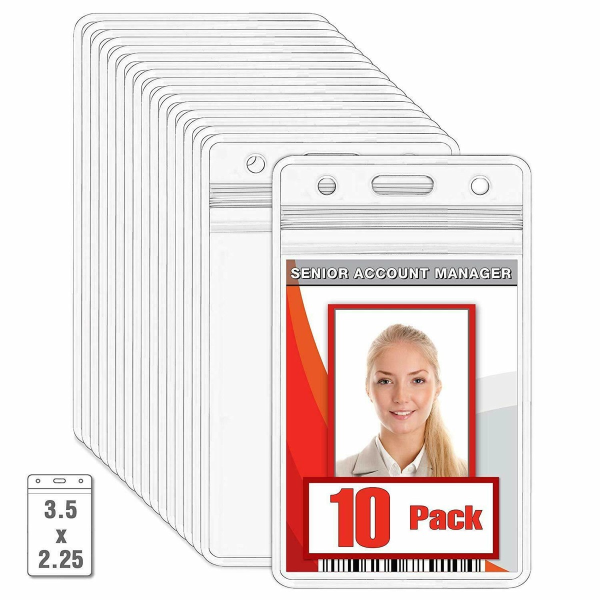 clear id card sleeves Vertical Crystal Clear Badge Holder - Hard Plastic main image 1